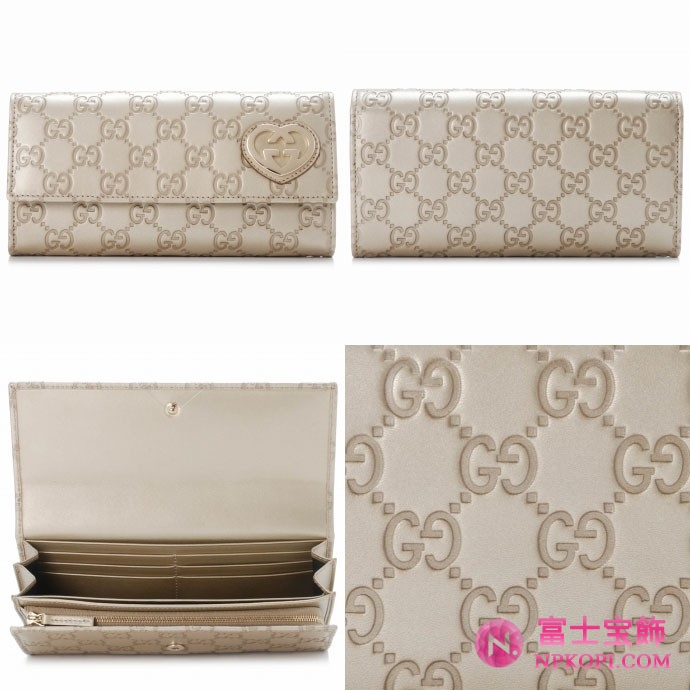 GUCCI/グッチ 2012年春夏新作 LOVELYハートディテールWホック2つ折り長財布 245728 AHB1G 9504 